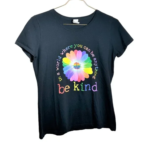 Women's Black Fruit of the Loom 100% Cotton Be Kind T-Shirt, Size L - Picture 1 of 6